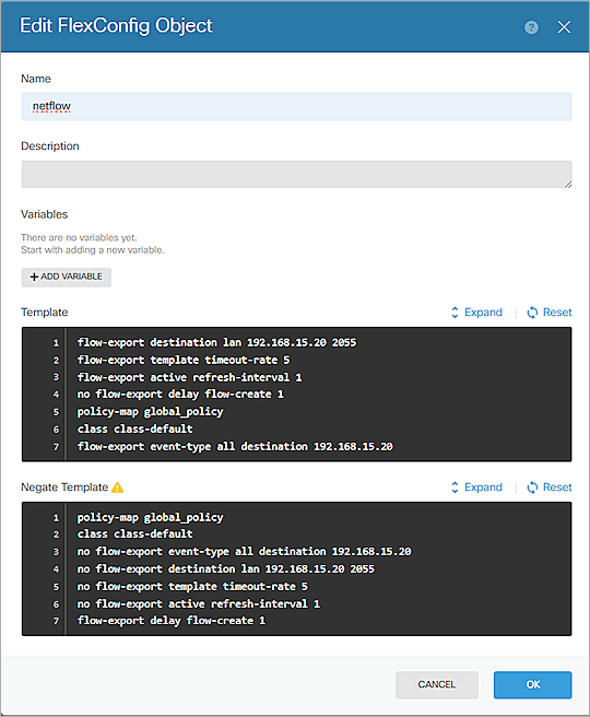 Screenshot of Cisco Firepower, NetFlow Profile 3
